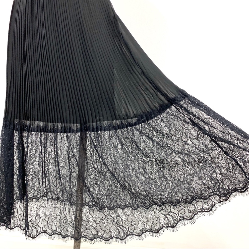 Mai Tai- Black Lace Pleat Midi Skirt Size Med - Picture 3 of 6